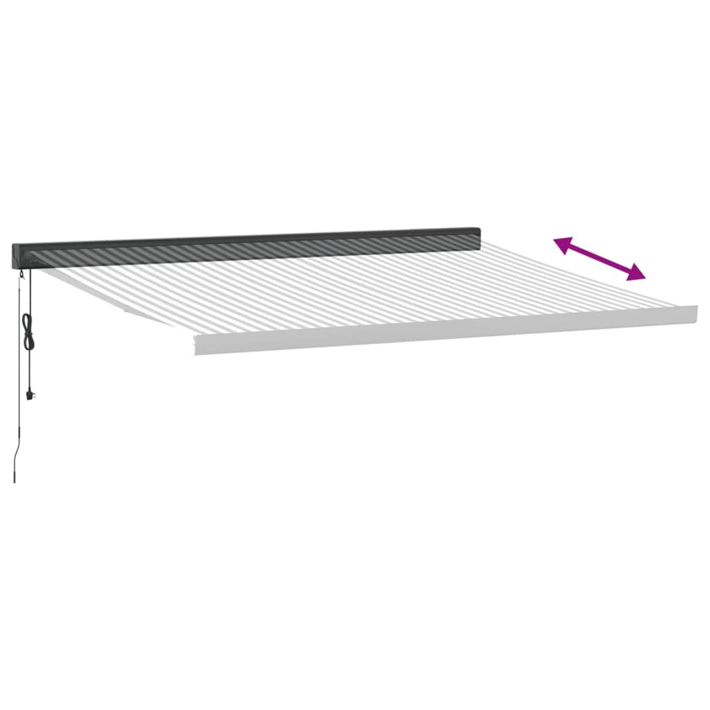 Uttrekkbar markise antrasitt og hvit 4x3 m stoff og aluminium