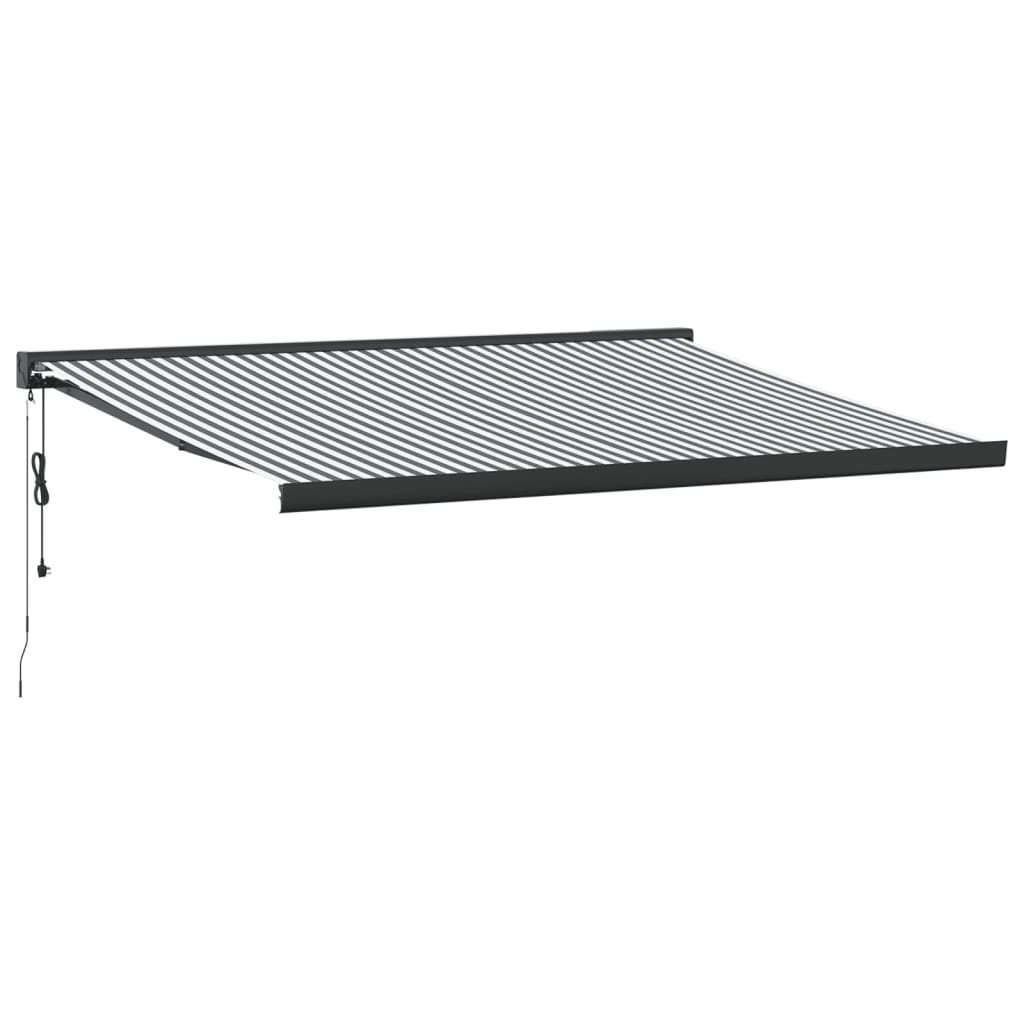 Uttrekkbar markise antrasitt og hvit 4,5x3 m stoff og aluminium