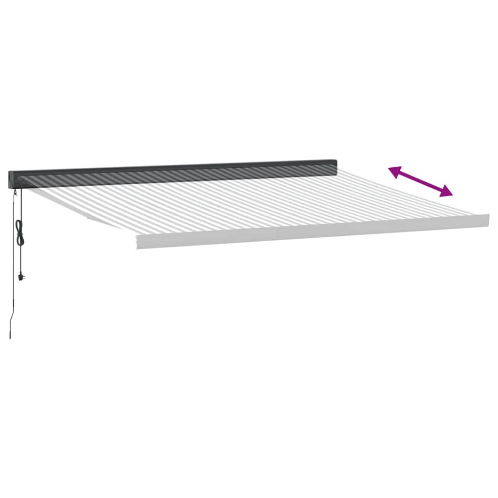 Uttrekkbar markise antrasitt og hvit 4,5x3 m stoff og aluminium