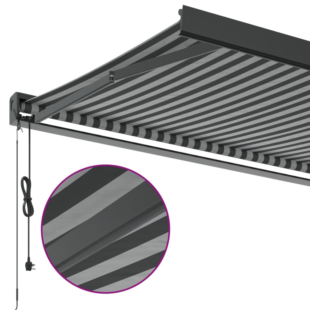 Uttrekkbar markise antrasitt og hvit 4,5x3 m stoff og aluminium