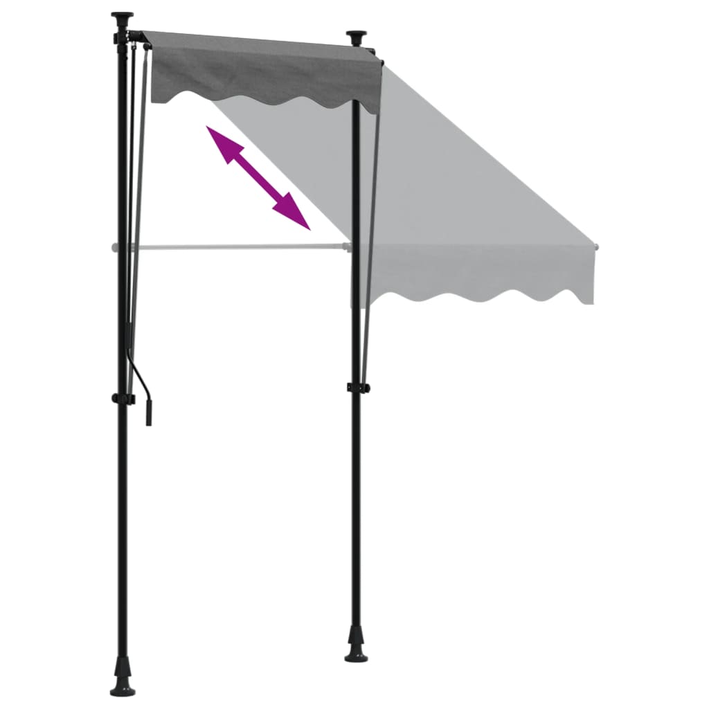 Uttrekkbar markise antrasitt 100x150 cm stoff og stål