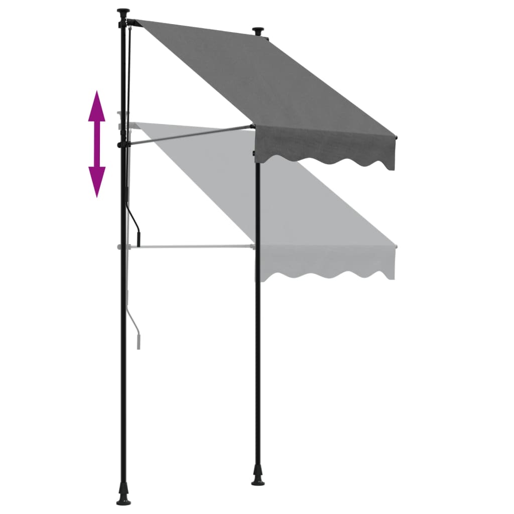 Uttrekkbar markise antrasitt 100x150 cm stoff og stål