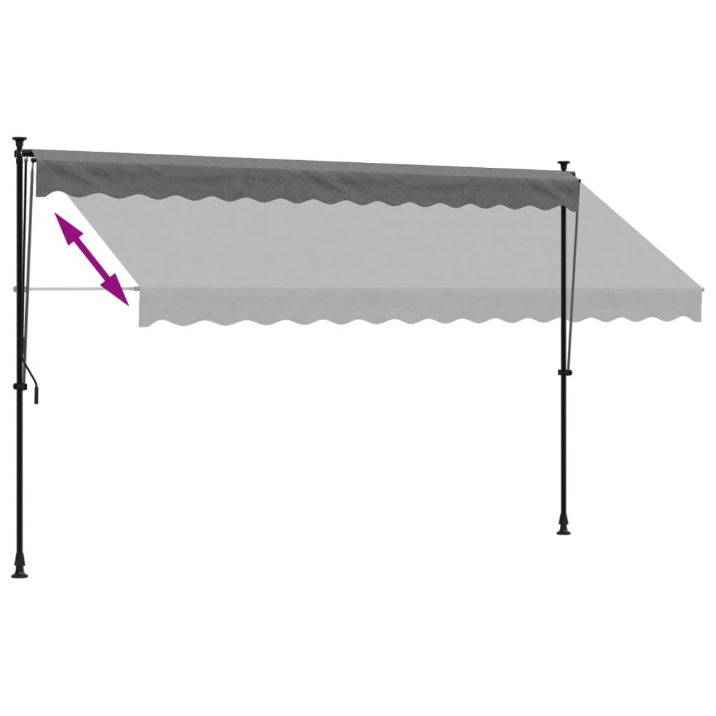 Uttrekkbar markise antrasitt 350x150 cm stoff og stål