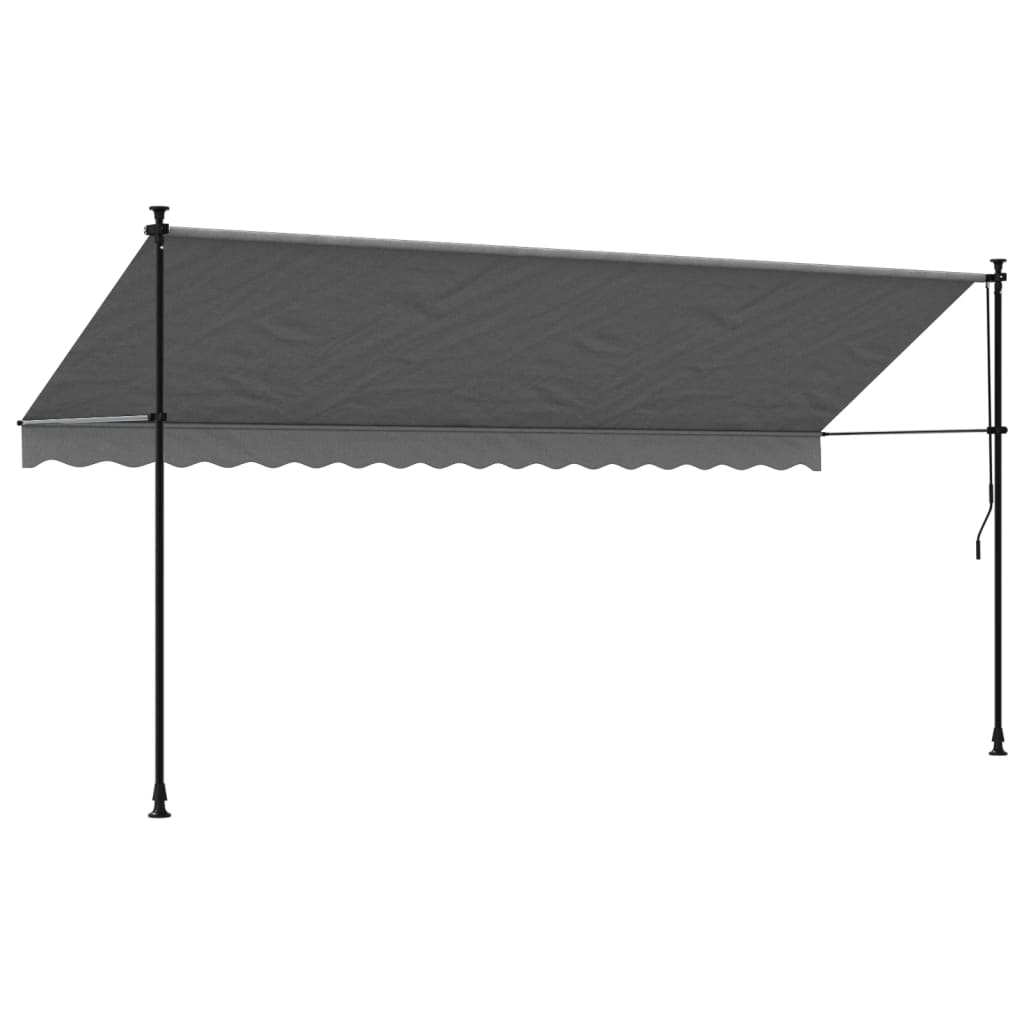 Uttrekkbar markise antrasitt 400x150 cm stoff og stål