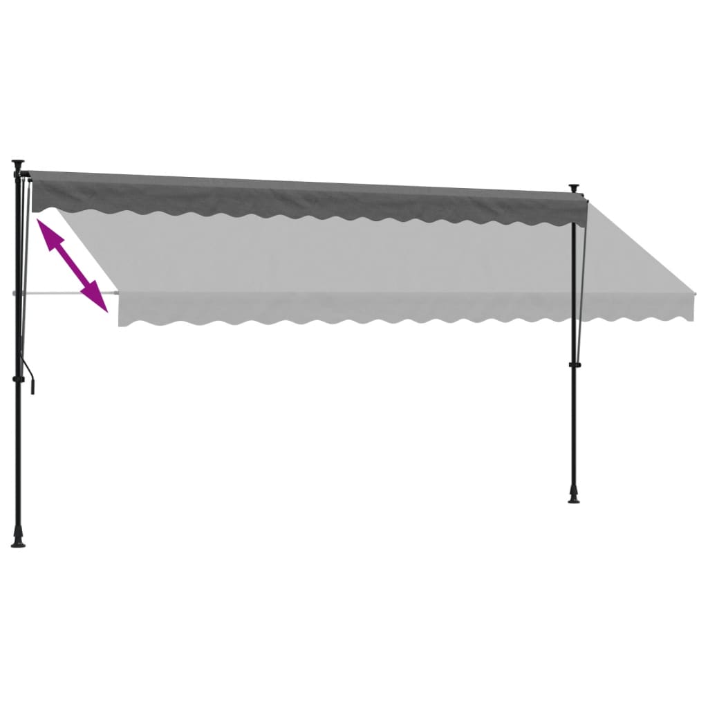 Uttrekkbar markise antrasitt 400x150 cm stoff og stål