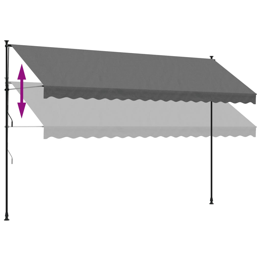 Uttrekkbar markise antrasitt 400x150 cm stoff og stål