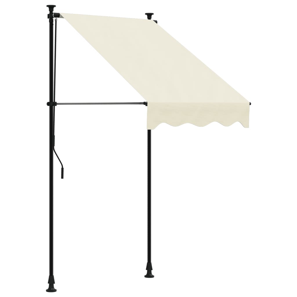 Uttrekkbar markise kremhvit 100x150 cm stoff og stål