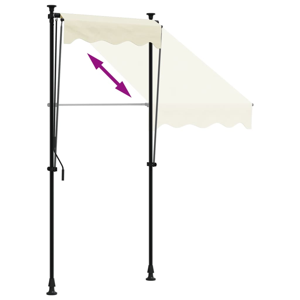 Uttrekkbar markise kremhvit 100x150 cm stoff og stål