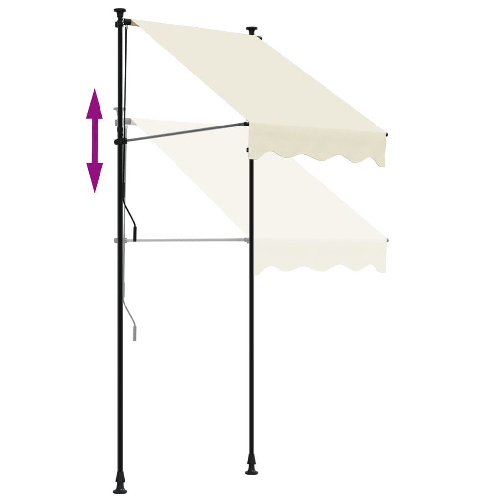 Uttrekkbar markise kremhvit 100x150 cm stoff og stål