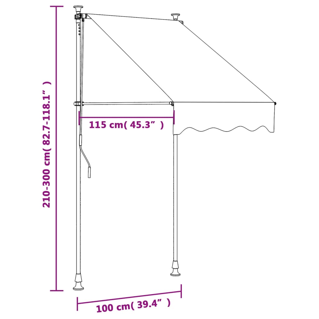 Uttrekkbar markise kremhvit 100x150 cm stoff og stål