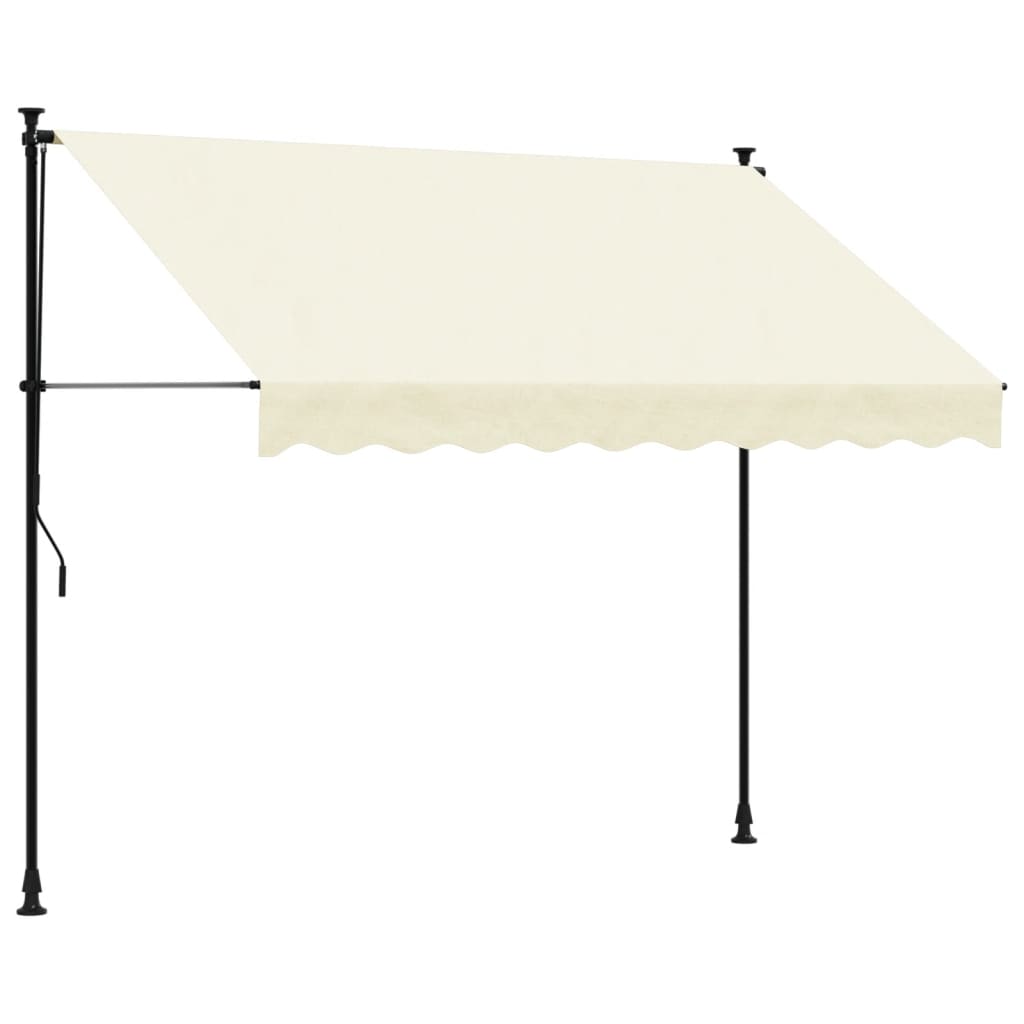 Uttrekkbar markise kremhvit 250x150 cm stoff og stål