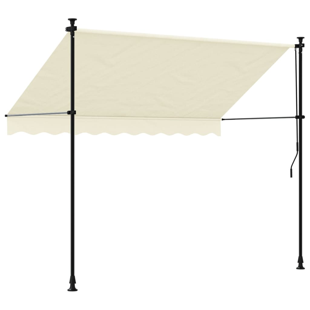 Uttrekkbar markise kremhvit 250x150 cm stoff og stål