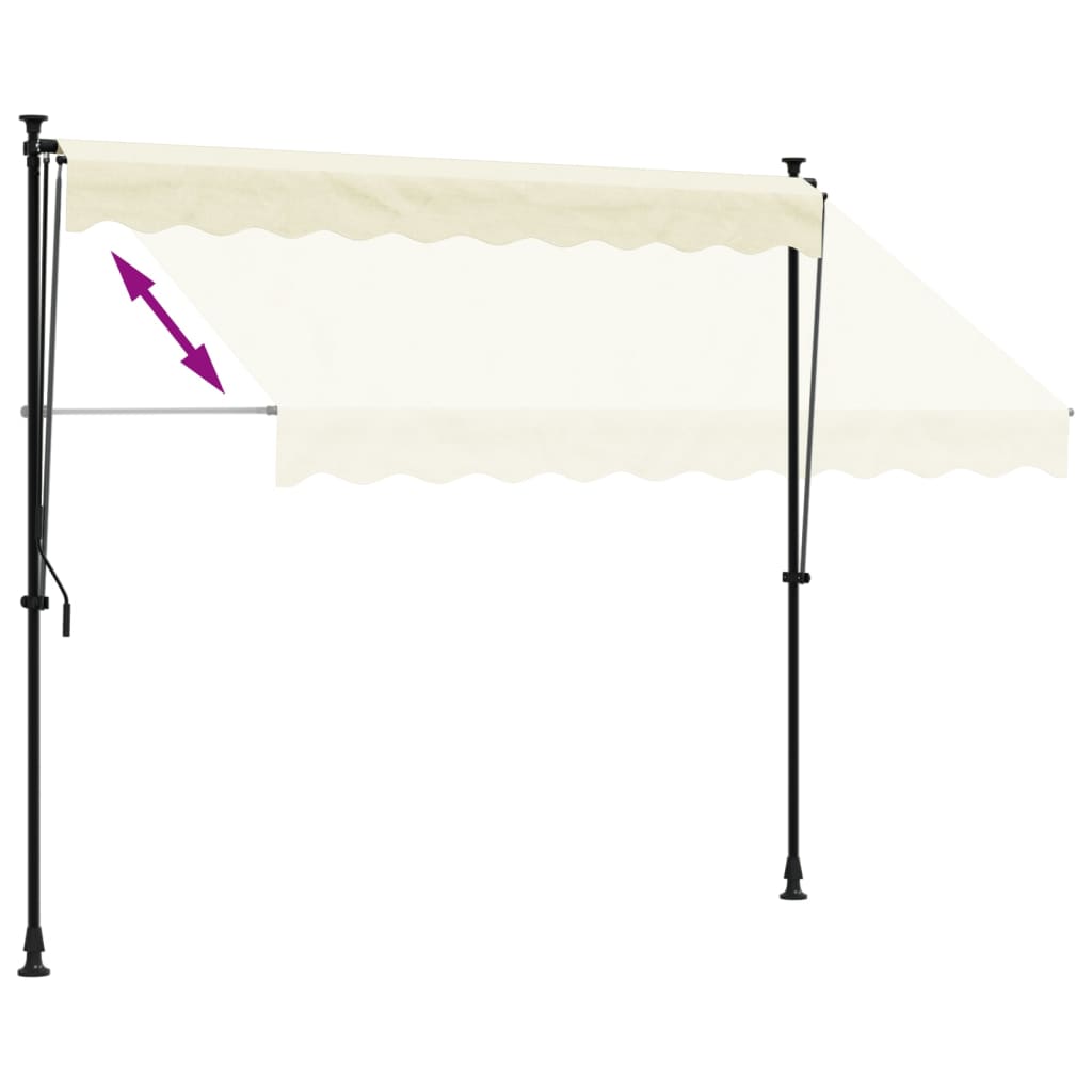 Uttrekkbar markise kremhvit 250x150 cm stoff og stål