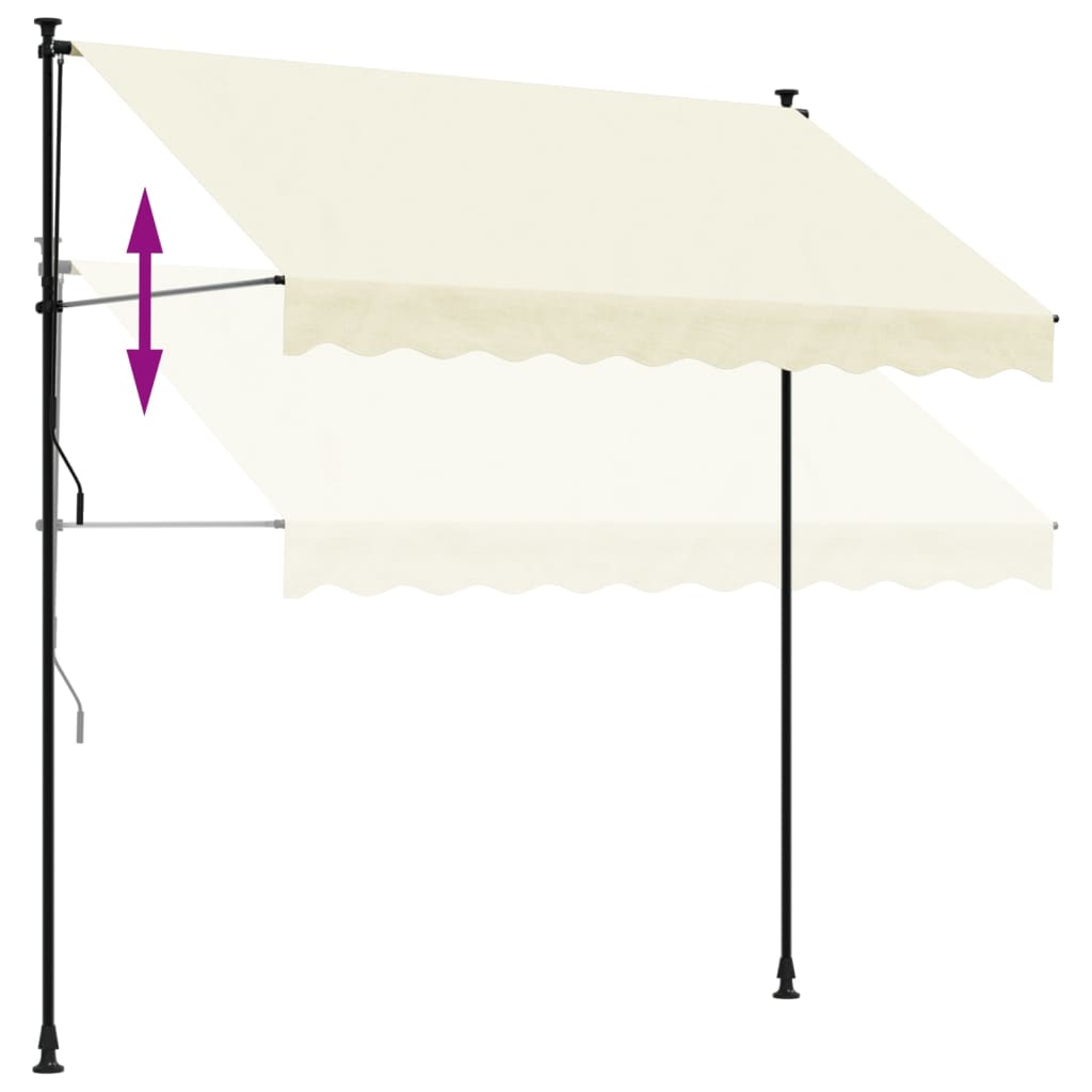 Uttrekkbar markise kremhvit 250x150 cm stoff og stål