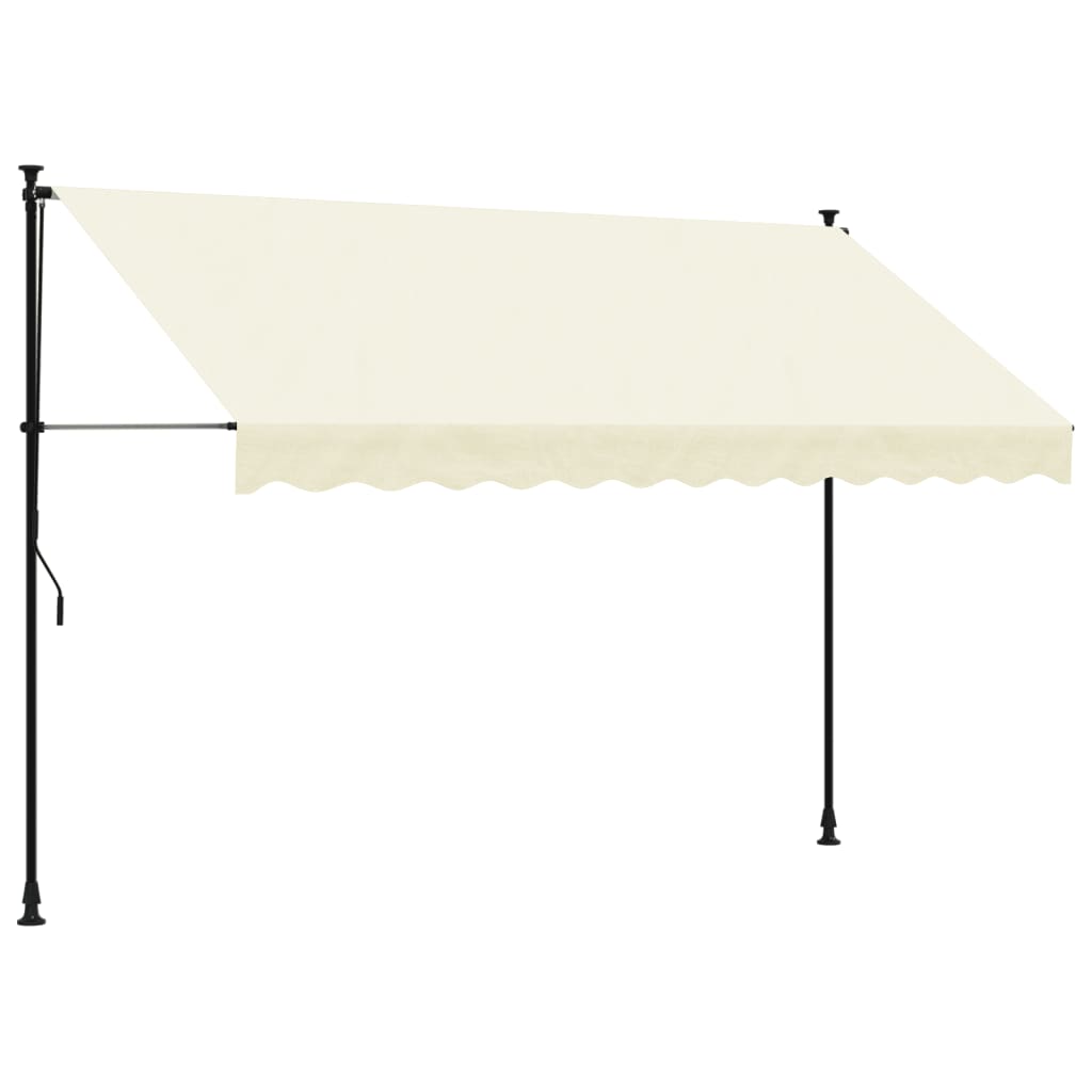 Uttrekkbar markise kremhvit 300x150 cm stoff og stål