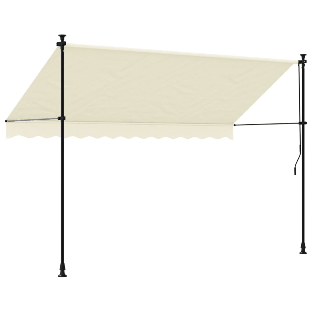 Uttrekkbar markise kremhvit 300x150 cm stoff og stål