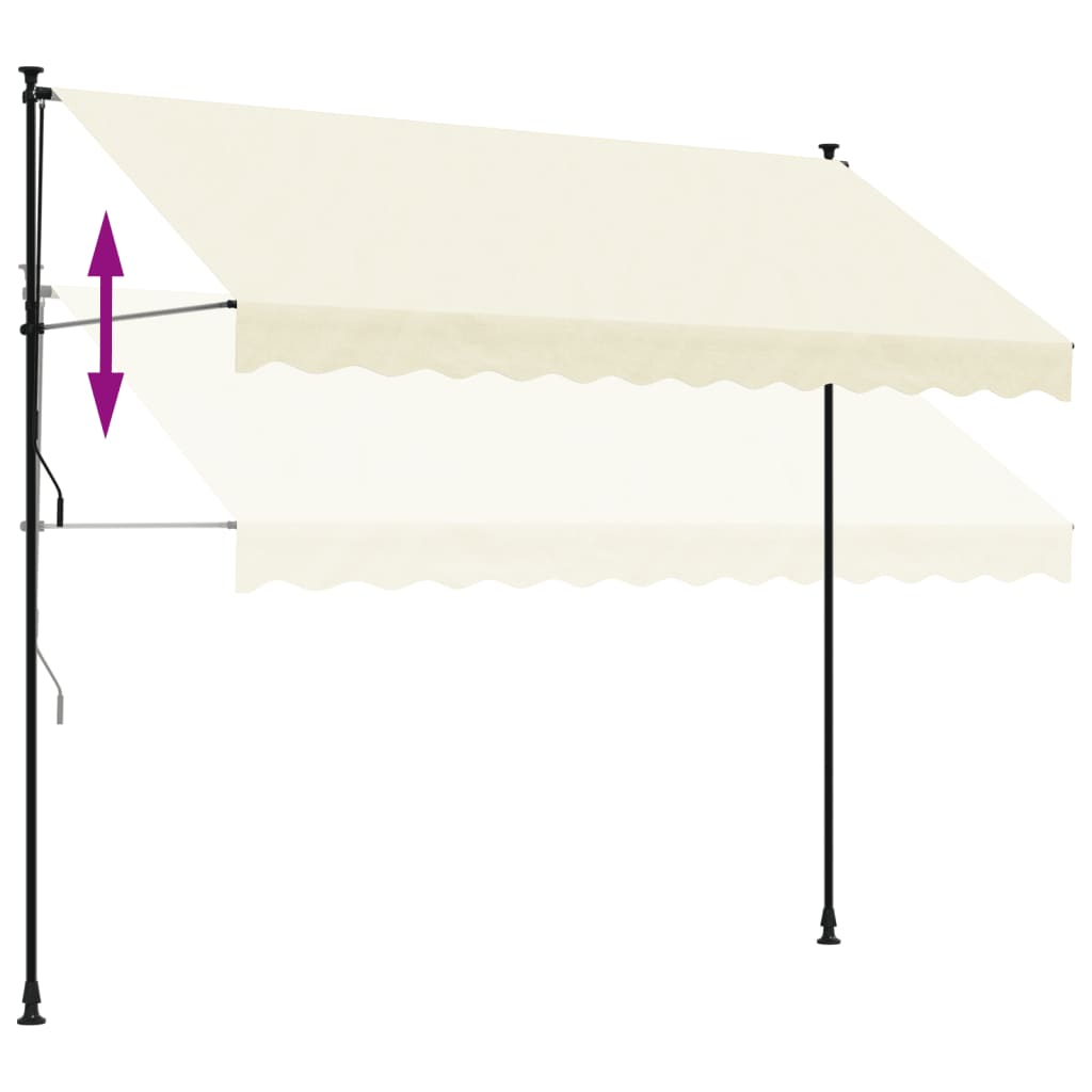 Uttrekkbar markise kremhvit 300x150 cm stoff og stål