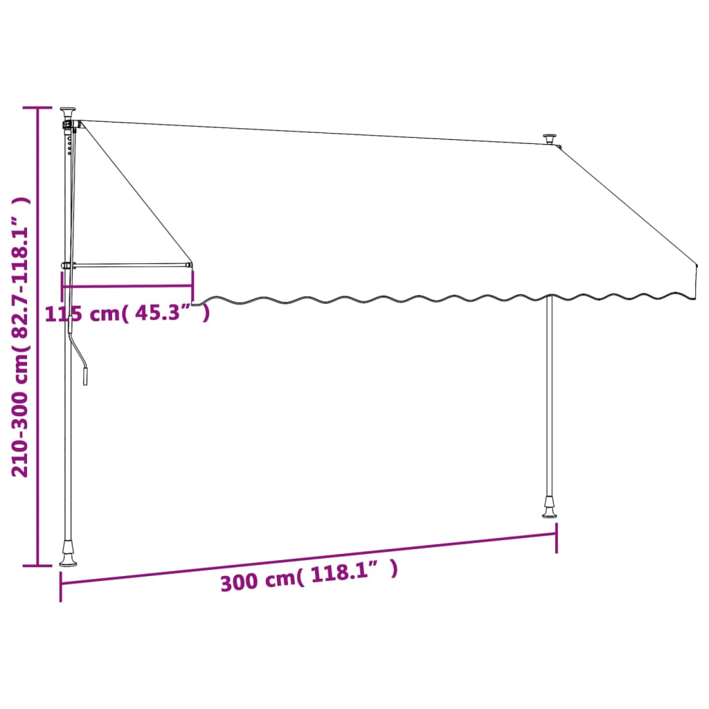 Uttrekkbar markise kremhvit 300x150 cm stoff og stål