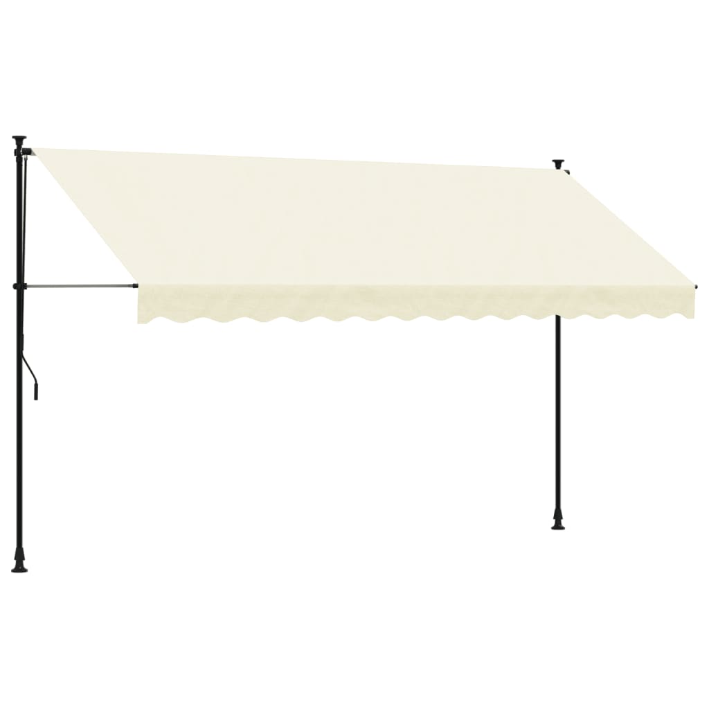 Uttrekkbar markise kremhvit 350x150 cm stoff og stål