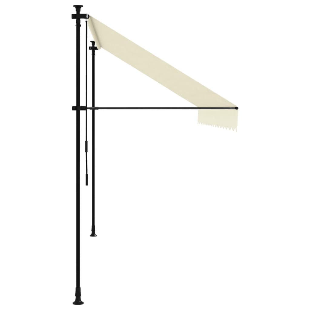 Uttrekkbar markise kremhvit 350x150 cm stoff og stål