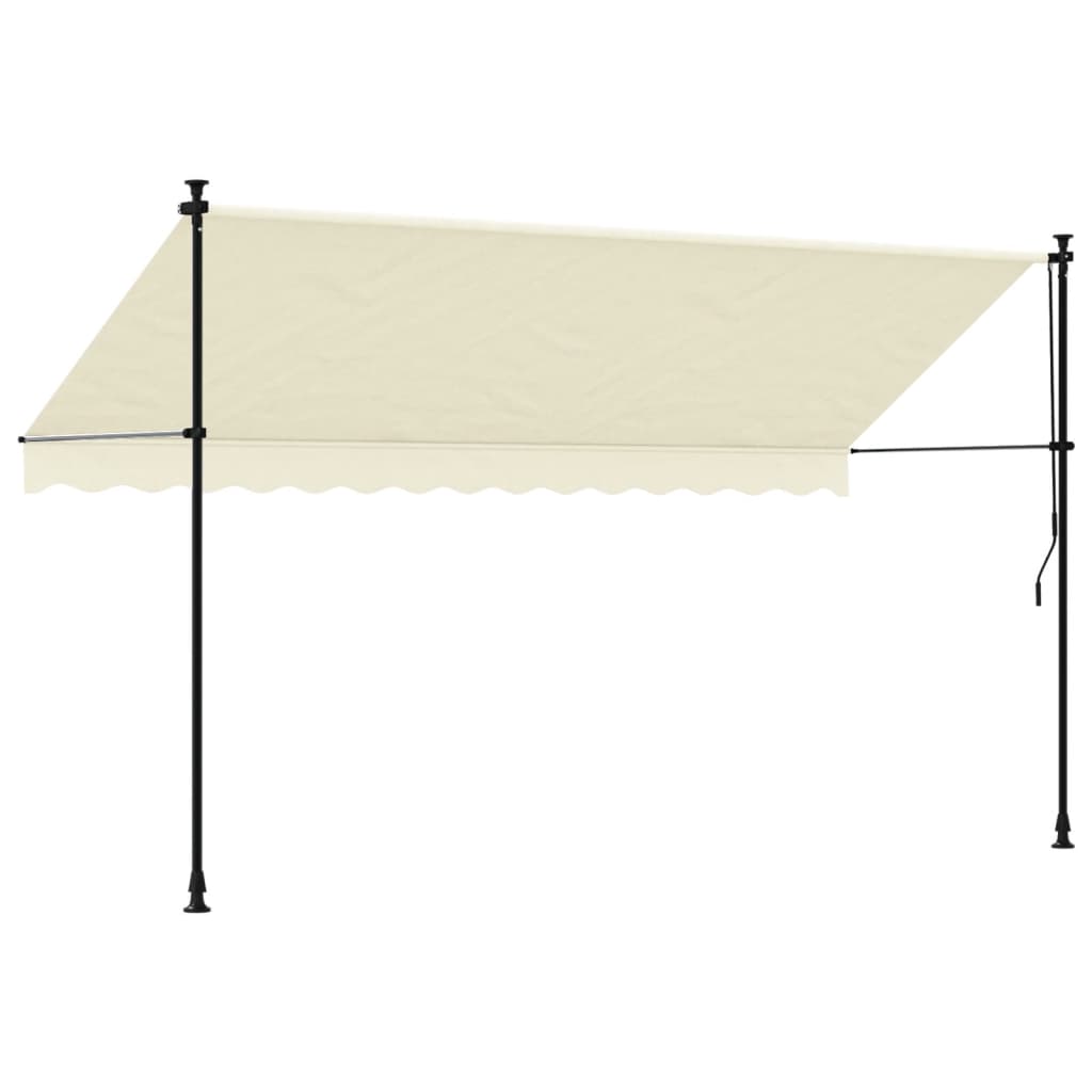Uttrekkbar markise kremhvit 350x150 cm stoff og stål