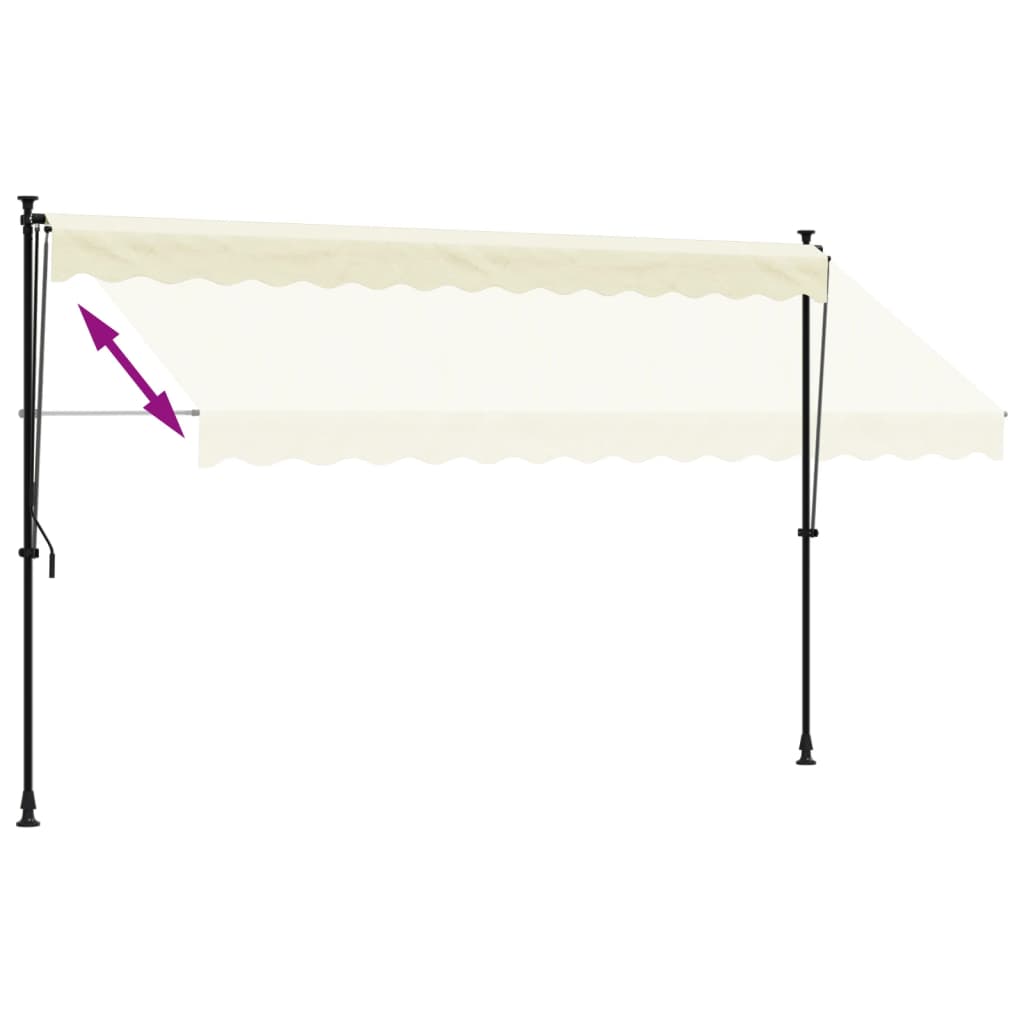 Uttrekkbar markise kremhvit 350x150 cm stoff og stål