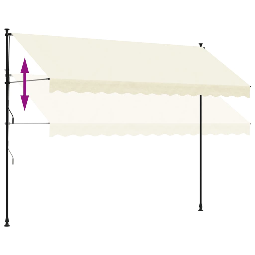 Uttrekkbar markise kremhvit 350x150 cm stoff og stål