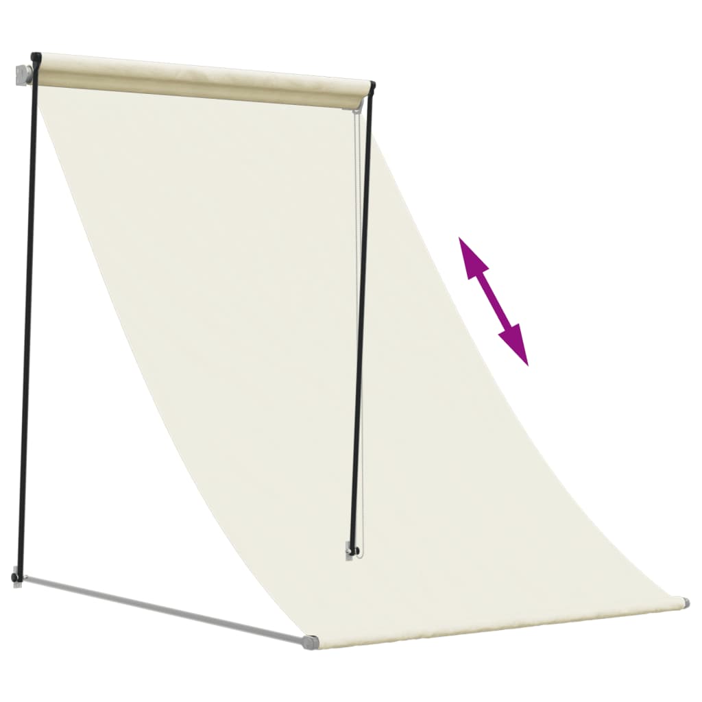 Uttrekkbar markise kremhvit 100x150 cm stoff og stål