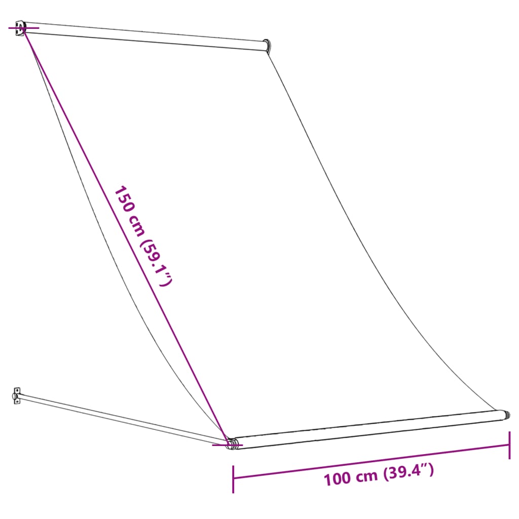 Uttrekkbar markise kremhvit 100x150 cm stoff og stål