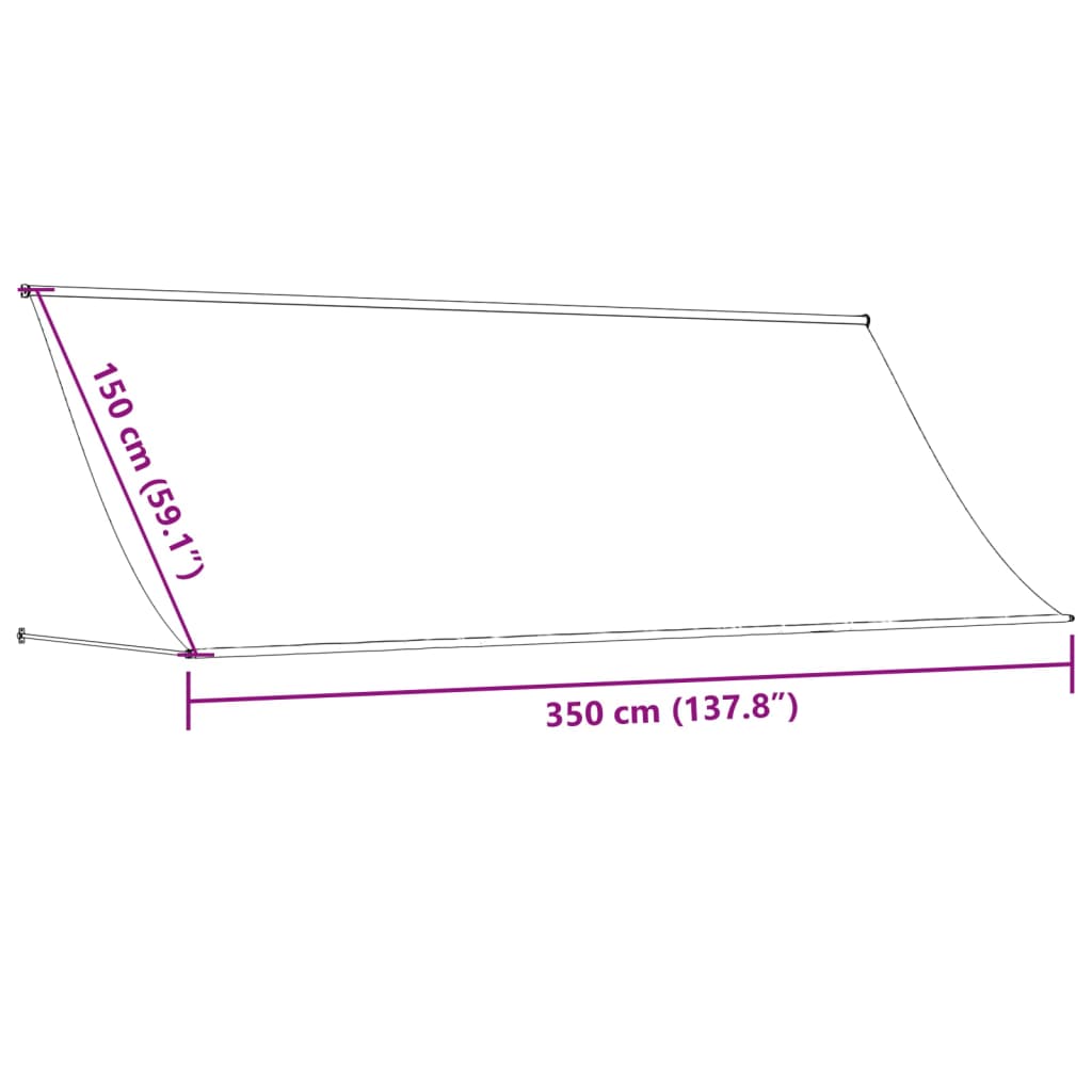Uttrekkbar markise kremhvit 350x150 cm stoff og stål