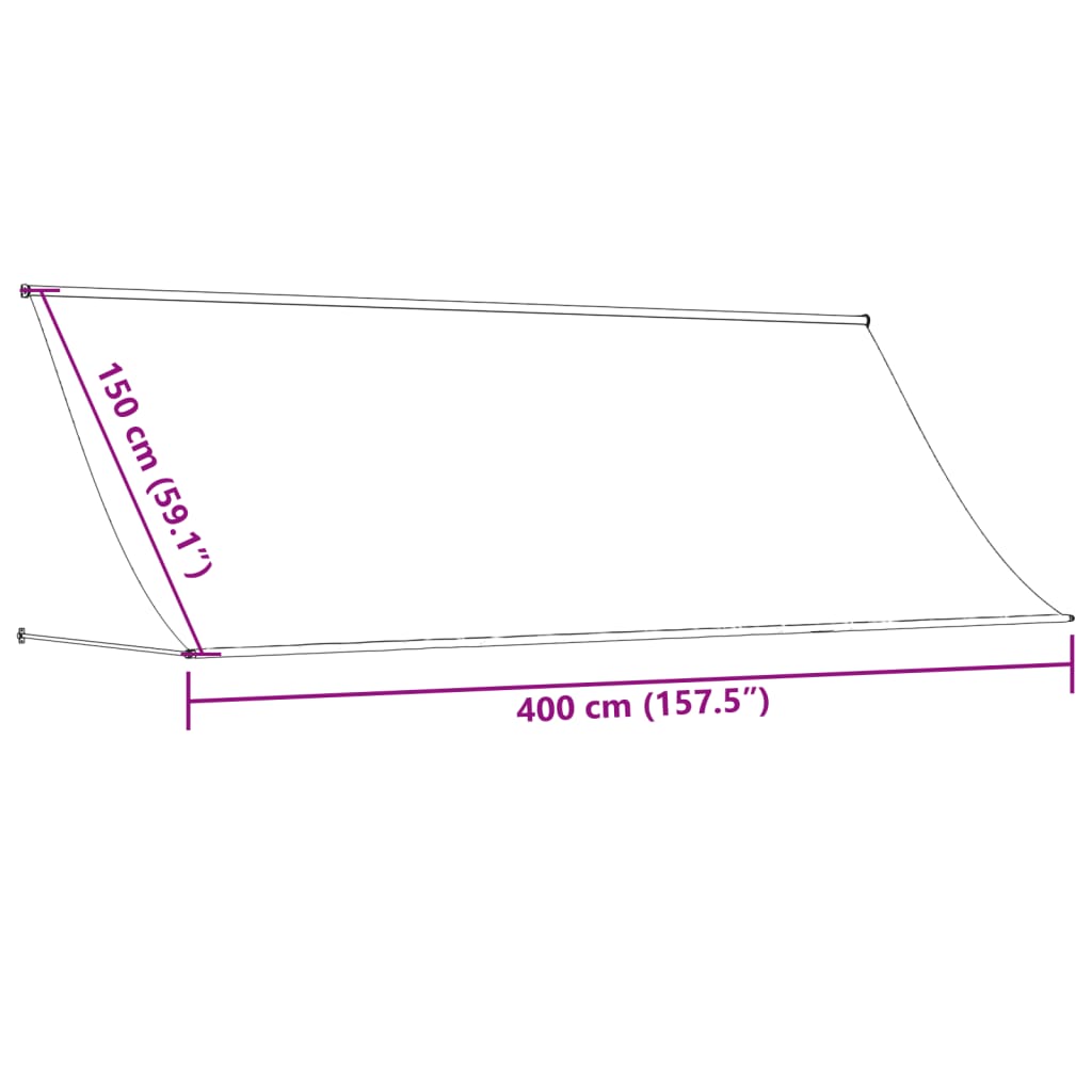 Uttrekkbar markise kremhvit 400x150 cm stoff og stål