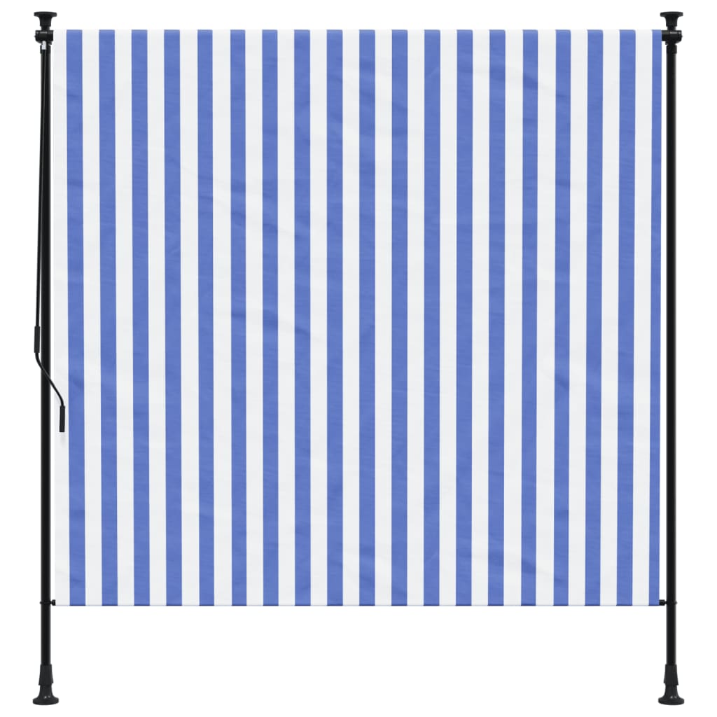 Utendørs rullegardin blå og hvit 200x270 cm stoff og stål
