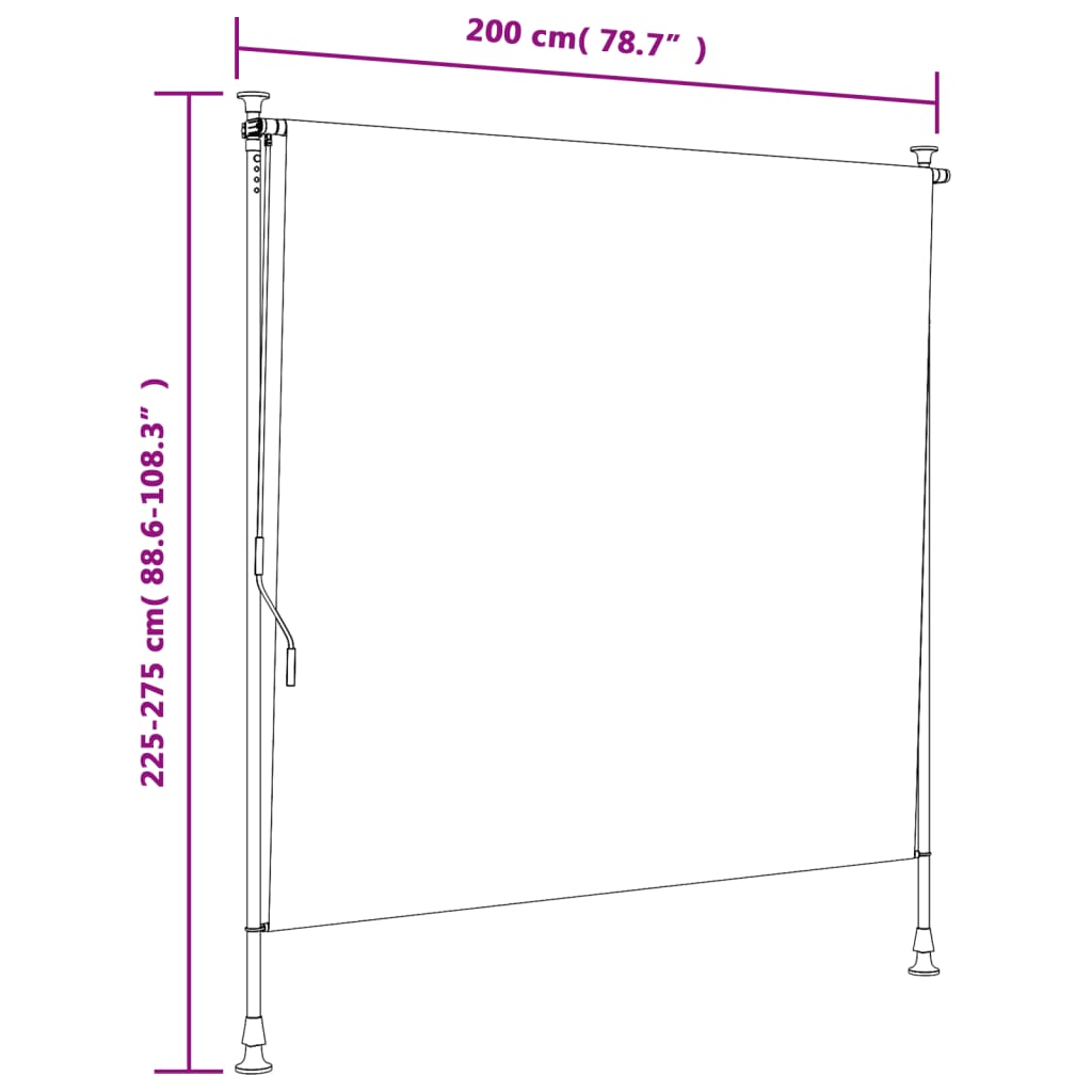 Utendørs rullegardin blå og hvit 200x270 cm stoff og stål