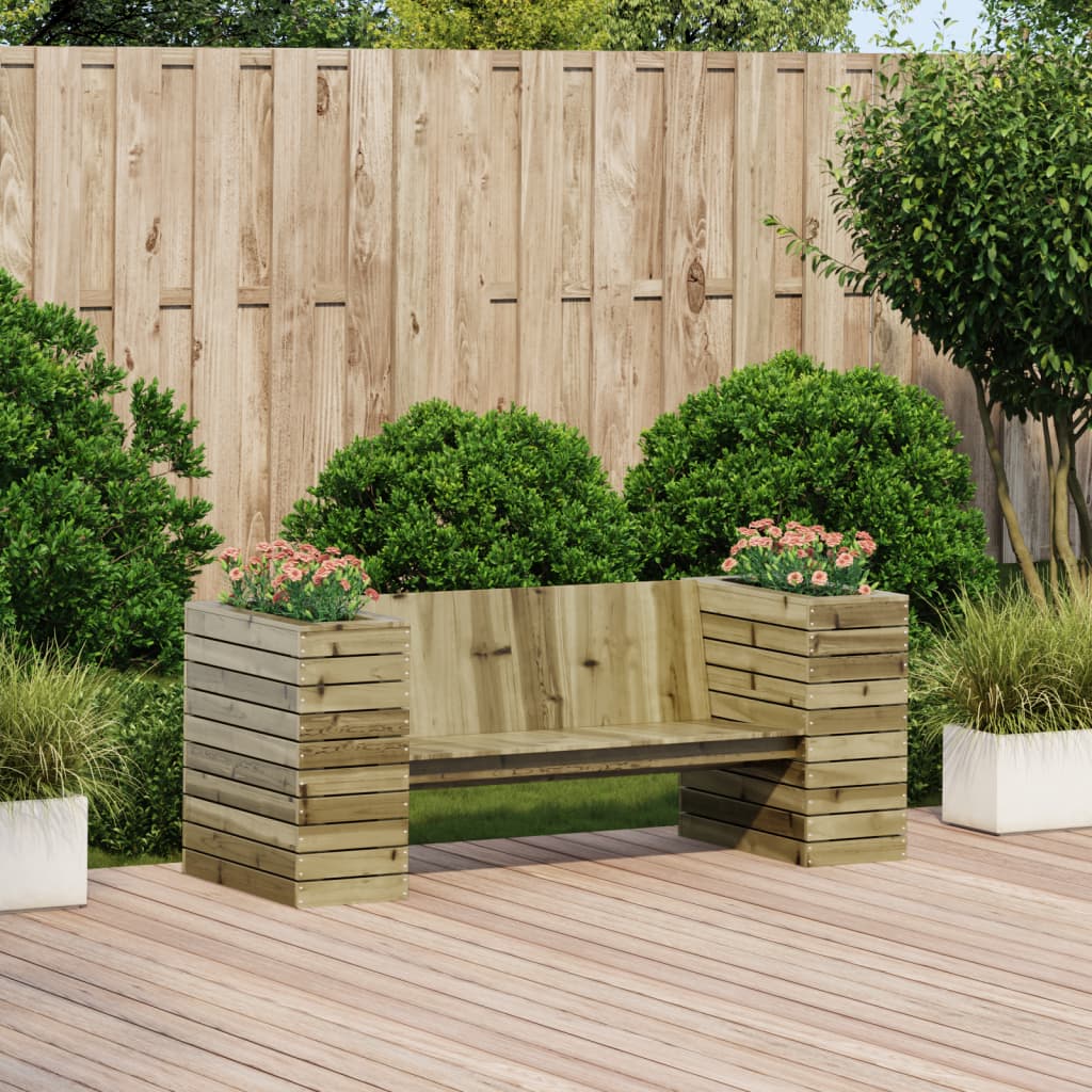 Benk med plantekasser 167,5x60x65 cm impregnert furu