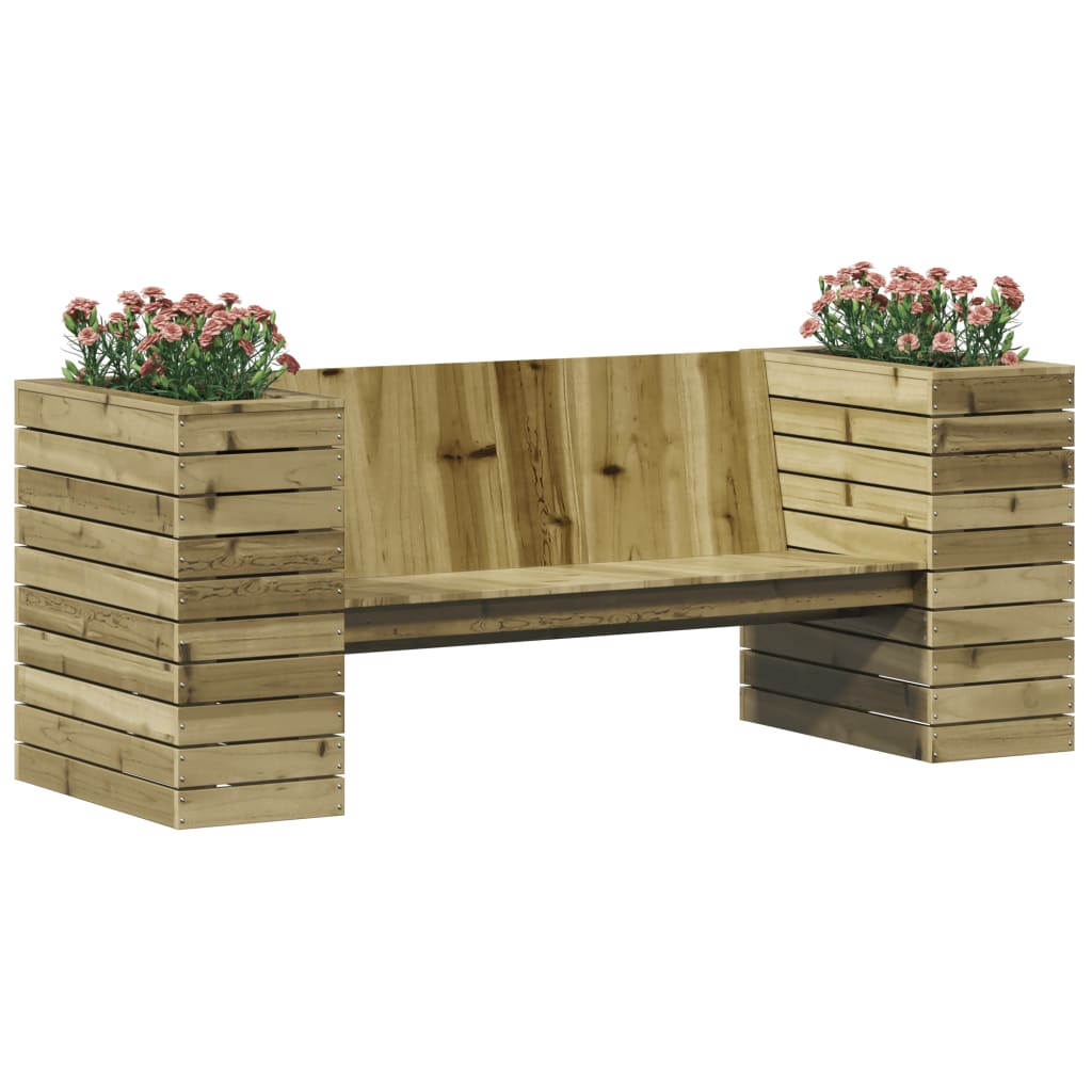 Benk med plantekasser 167,5x60x65 cm impregnert furu