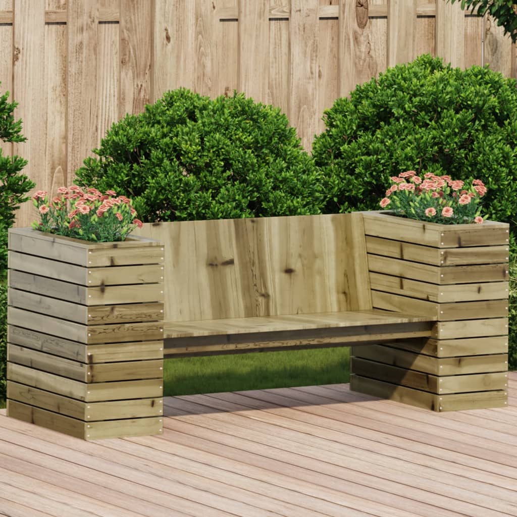 Benk med plantekasser 167,5x60x65 cm impregnert furu