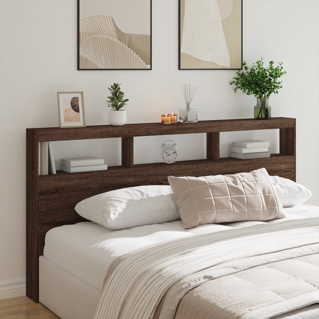 Hodegavl Skap Med Led Brun Eik 200X17X102 Cm