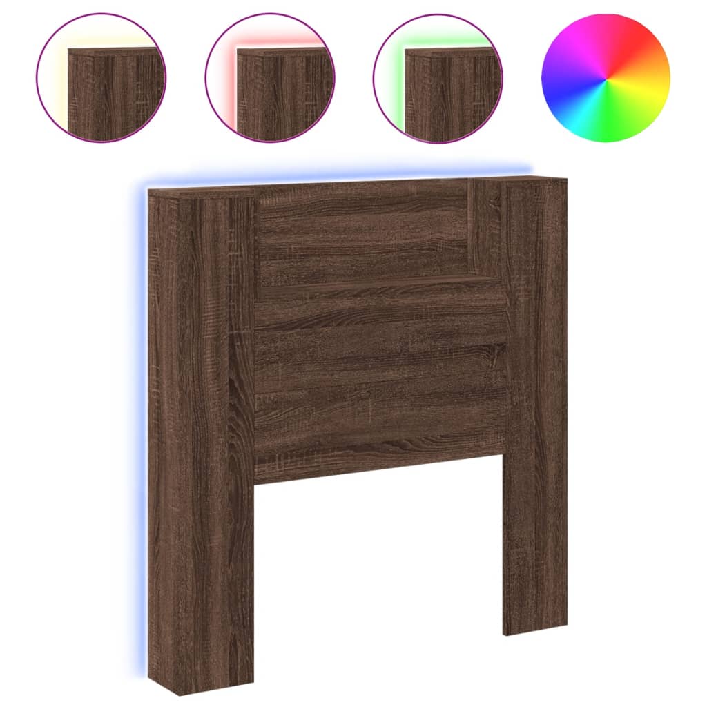 Hodegavl Skap Med Led Brun Eik 100X16,5X103,5 Cm