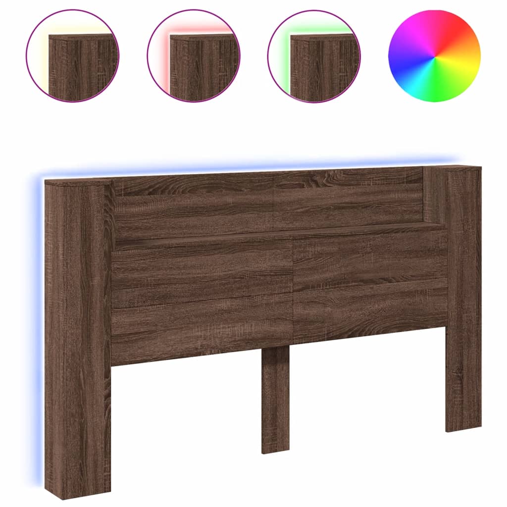 Hodegavl Skap Med Led Brun Eik 180X16,5X103,5 Cm