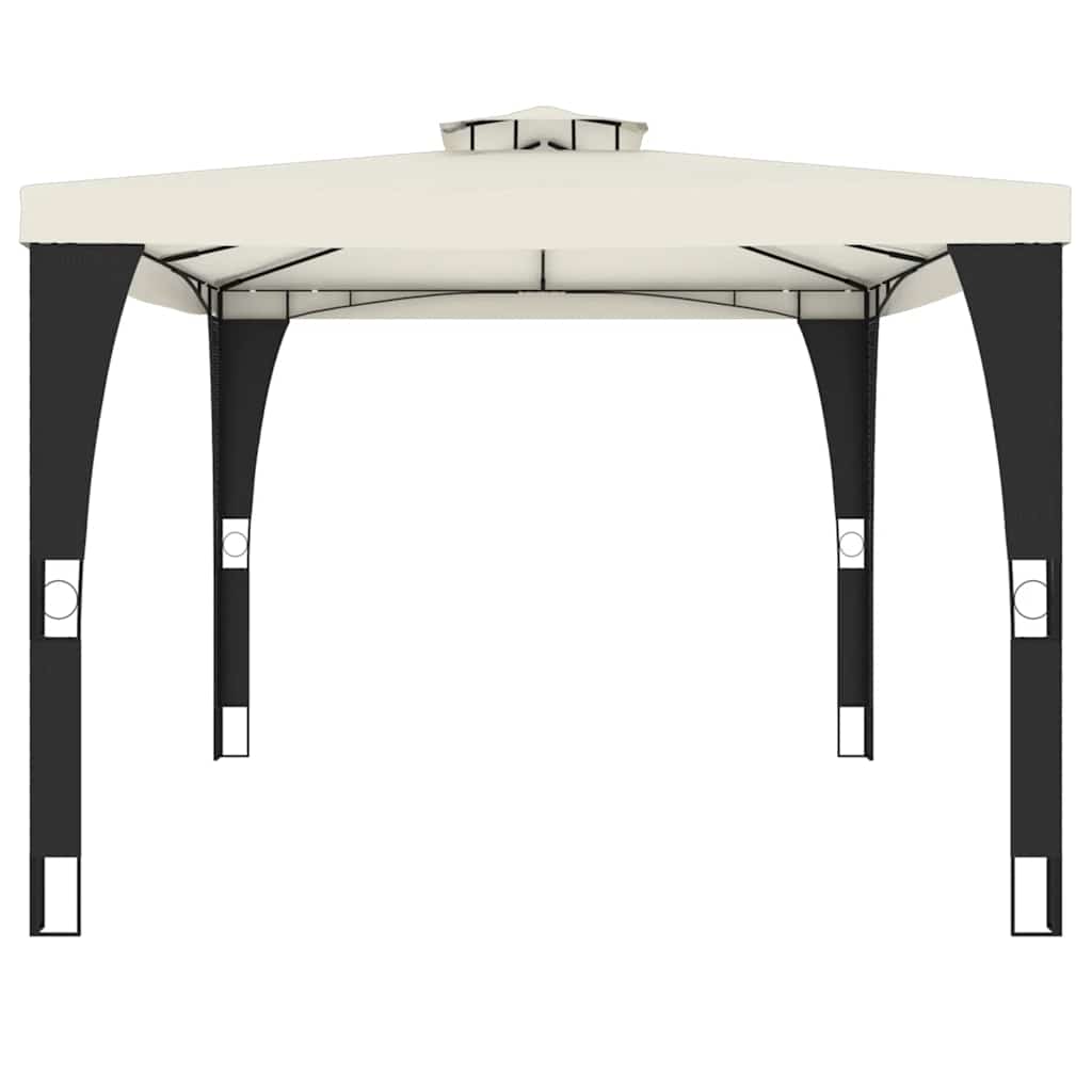 Paviljong med dobbelttak kremhvit 3,98x2,98 m stål