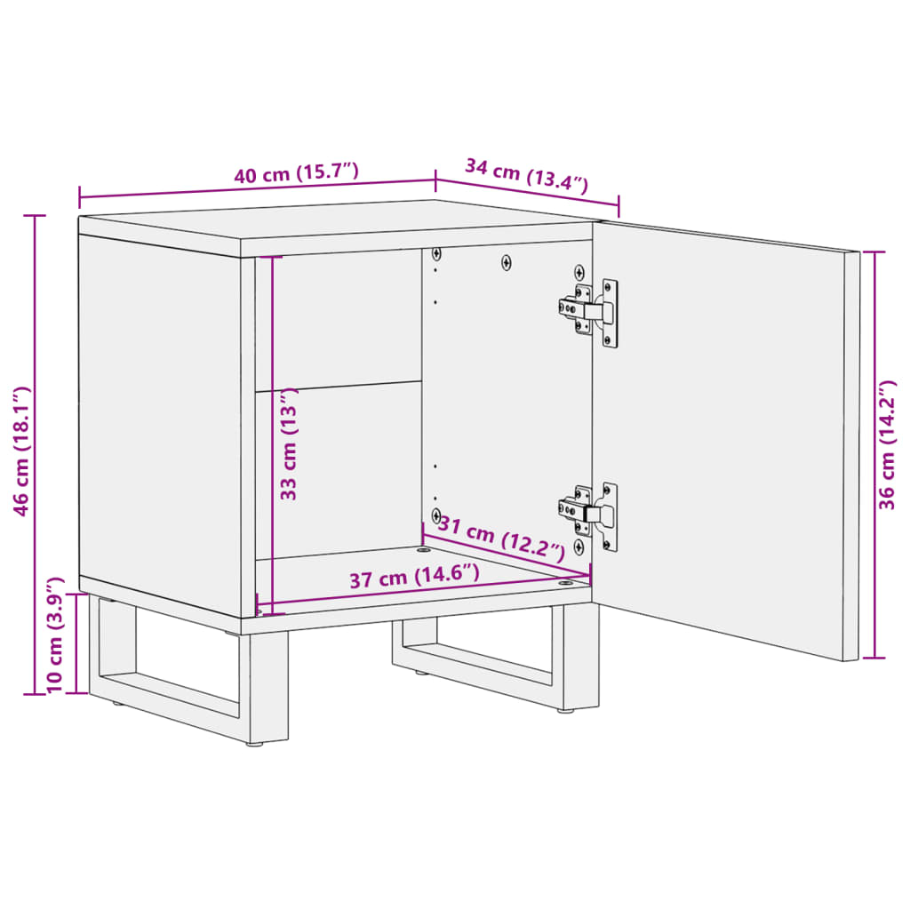 Nattbord 40X34X46 Cm Heltre Mango