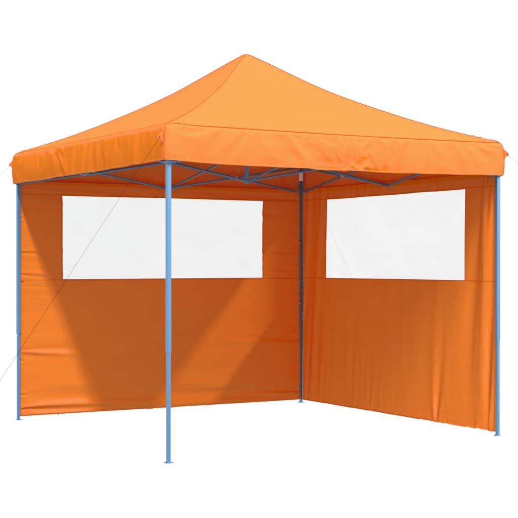Sammenleggbart partytelt pop-up med 2 sidevegger oransje
