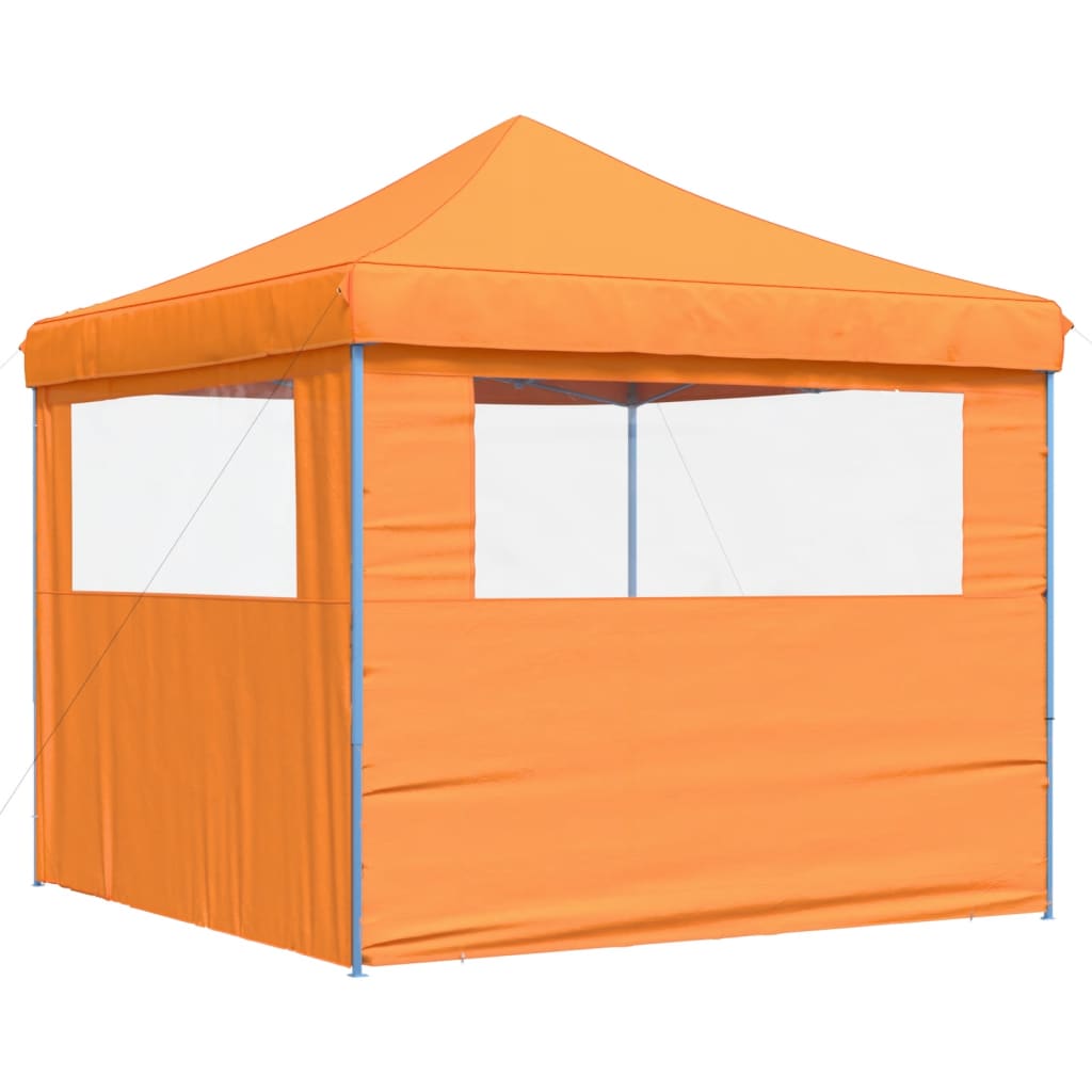 Sammenleggbart partytelt pop-up med 2 sidevegger oransje