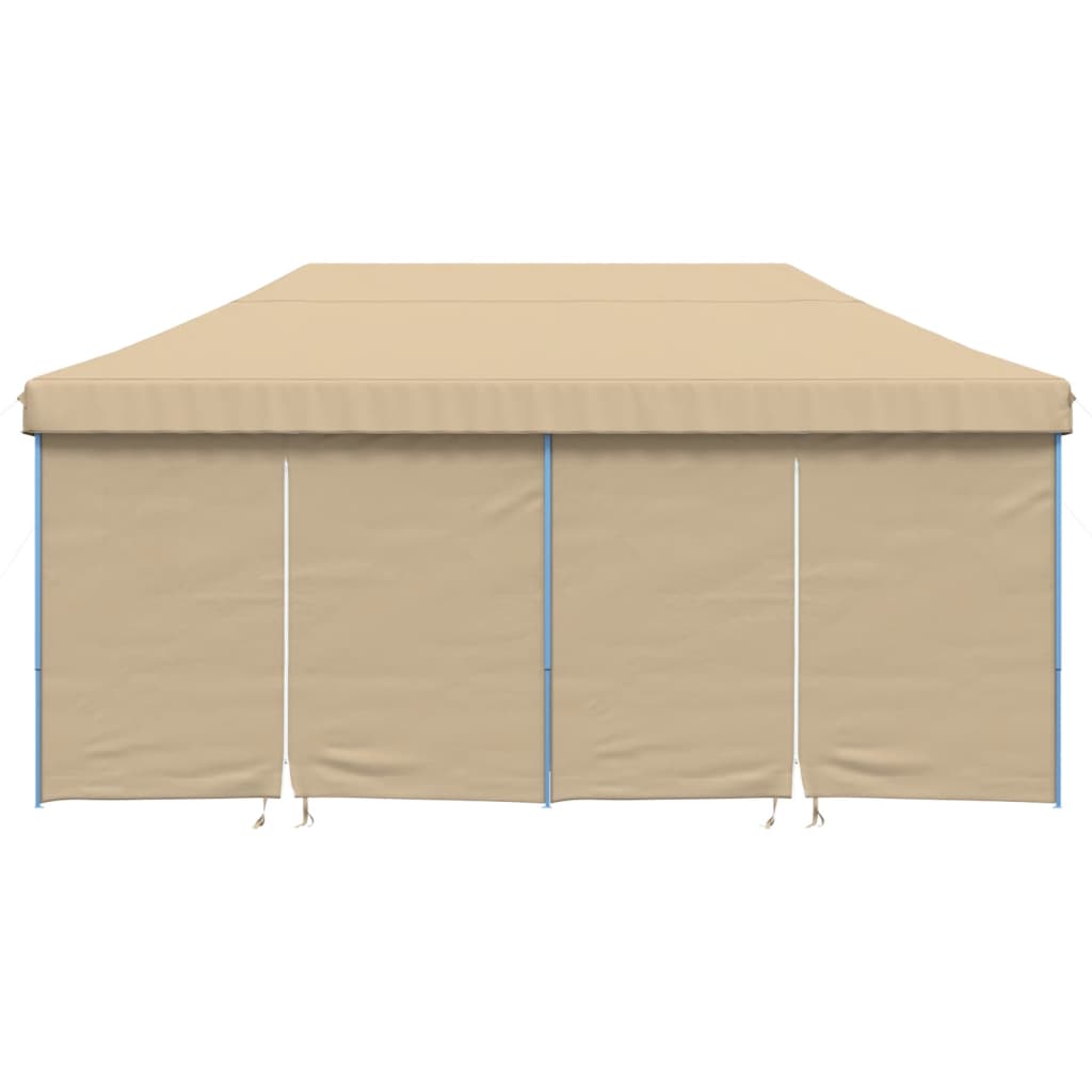 Sammenleggbart partytelt pop-up med 4 sidevegger beige