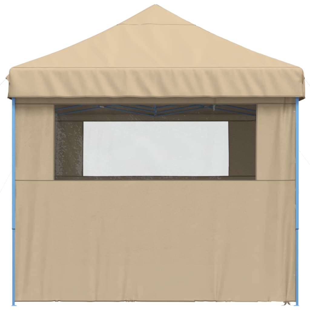 Sammenleggbart partytelt pop-up med 4 sidevegger beige