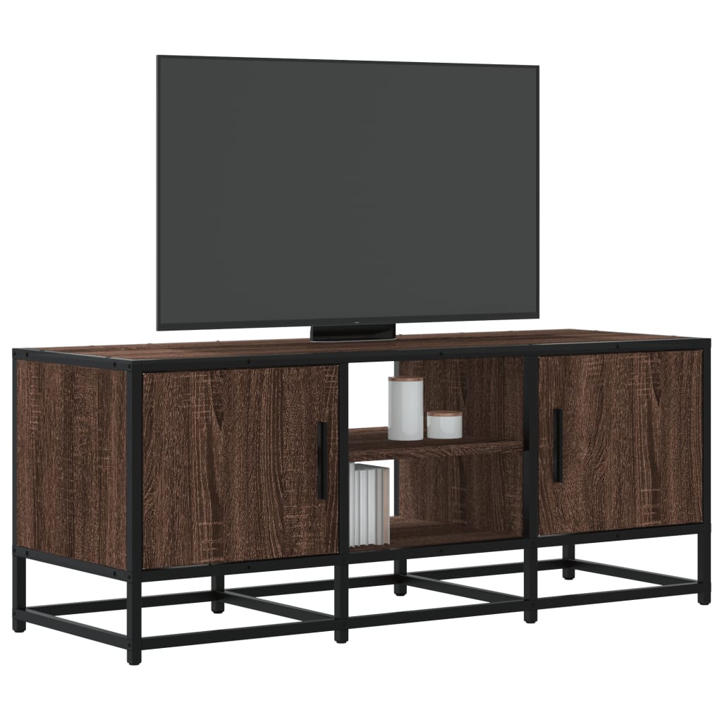 Tv-Benk Brun Eik 100X35X41 Cm Konstruert Tre Og Metall