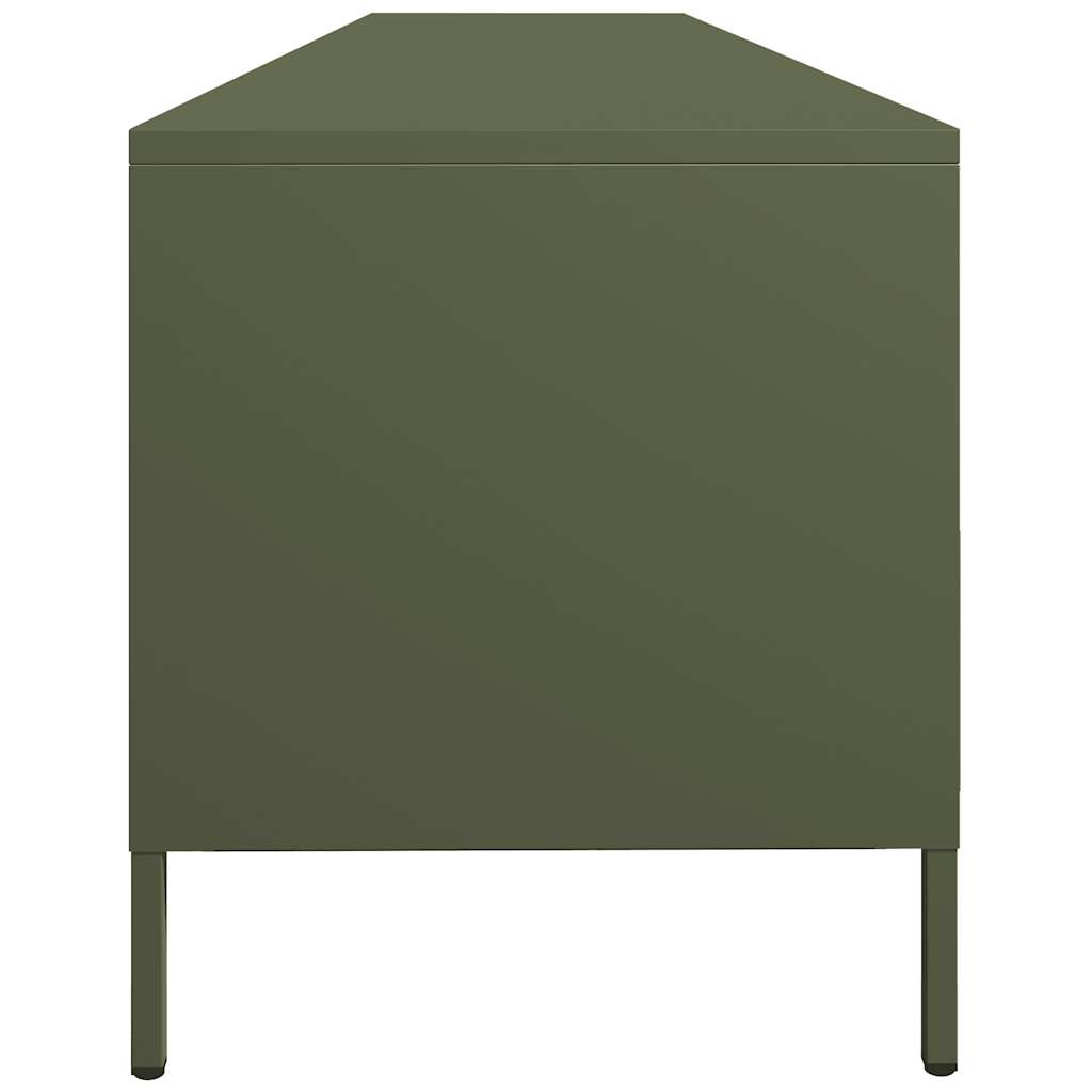 TV-benk olivengrønn 202x39x43,5 cm kaldvalset stål