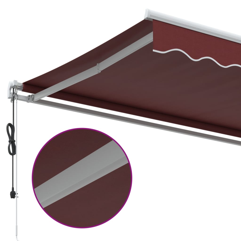 Automatisk uttrekkbar markise burgunder 450x300 cm