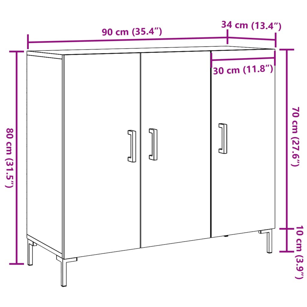 Skjenk Artisan Eik 90X34X80 Cm Konstruert Tre