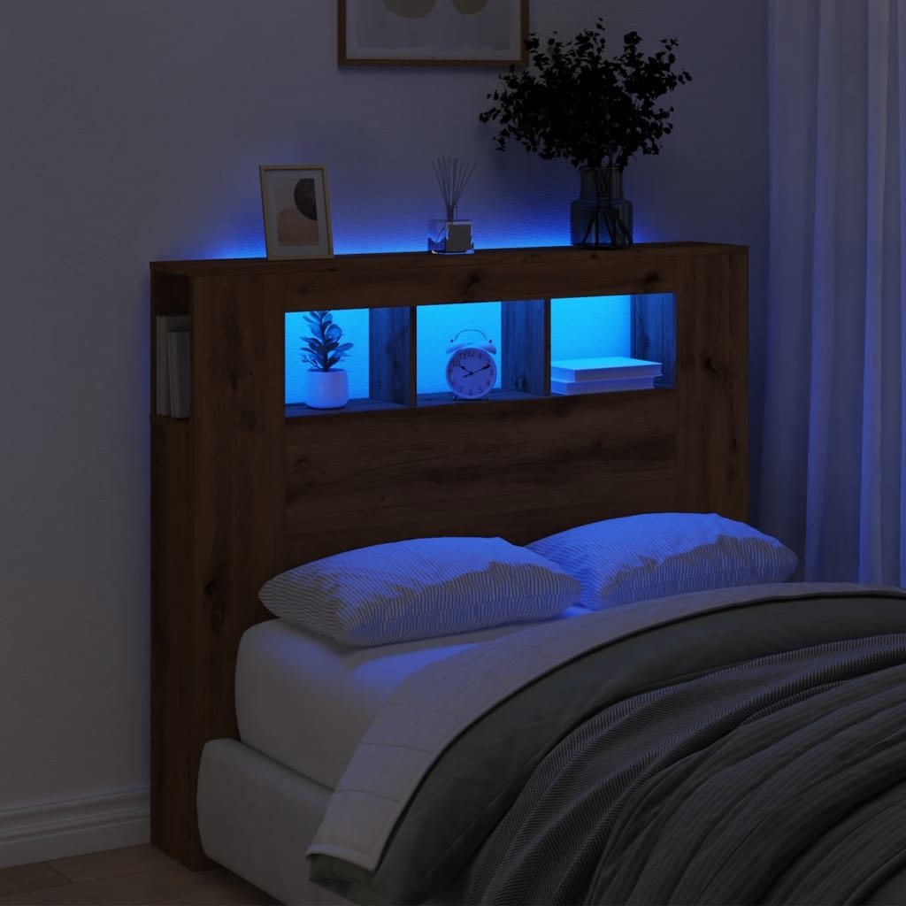 Sengegavl Med Led Artisan Eik 120X18,5X103,5 Cm Konstruert Tre
